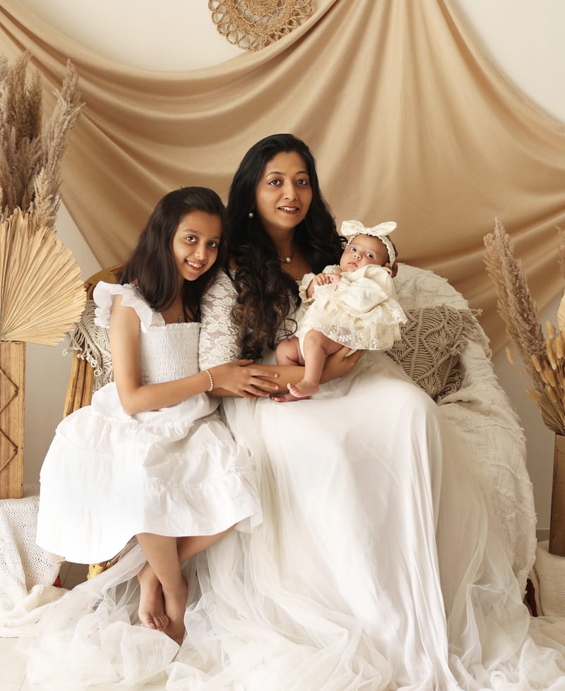 Family portrait with warm golden tones