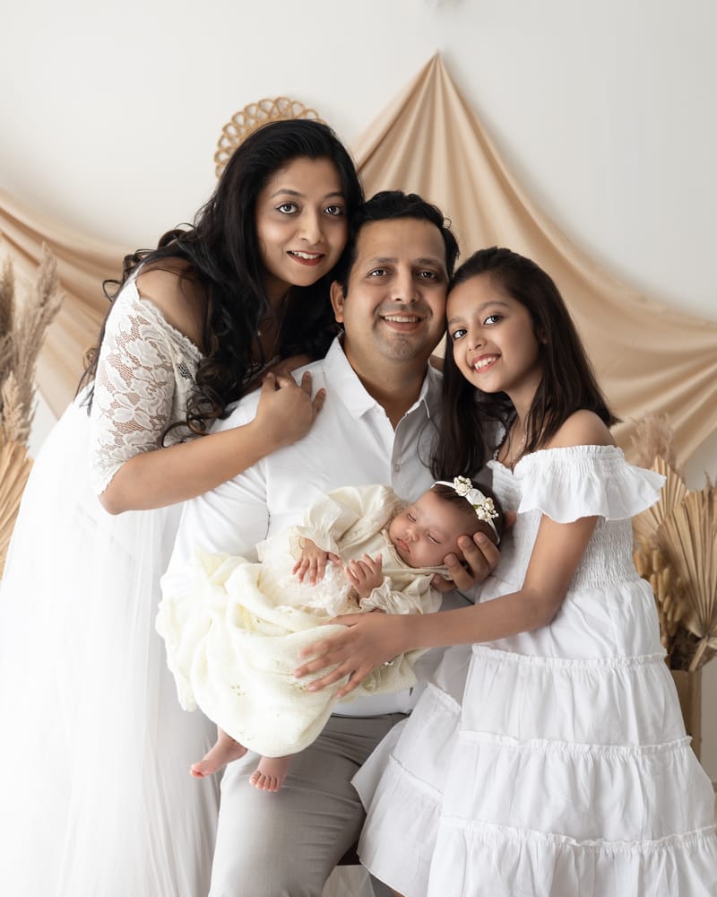 Extended family group portrait in studio