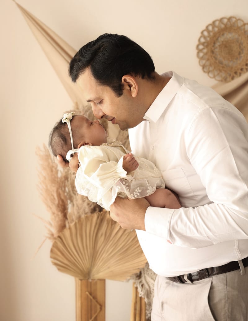 Family sharing a quiet tender moment together