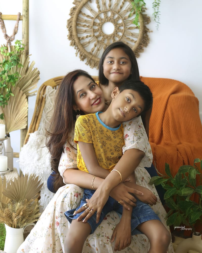 Child photography with outdoor-inspired studio backdrop