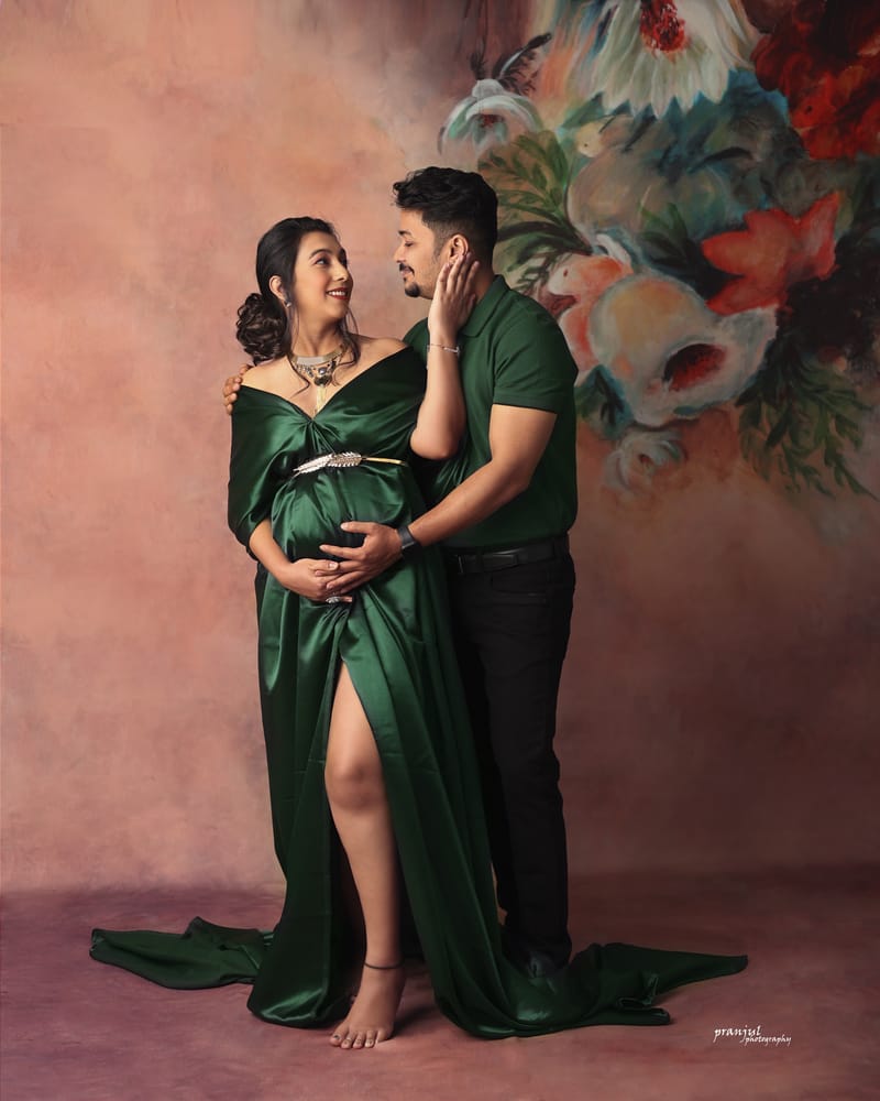 Mother-to-be posing in natural light