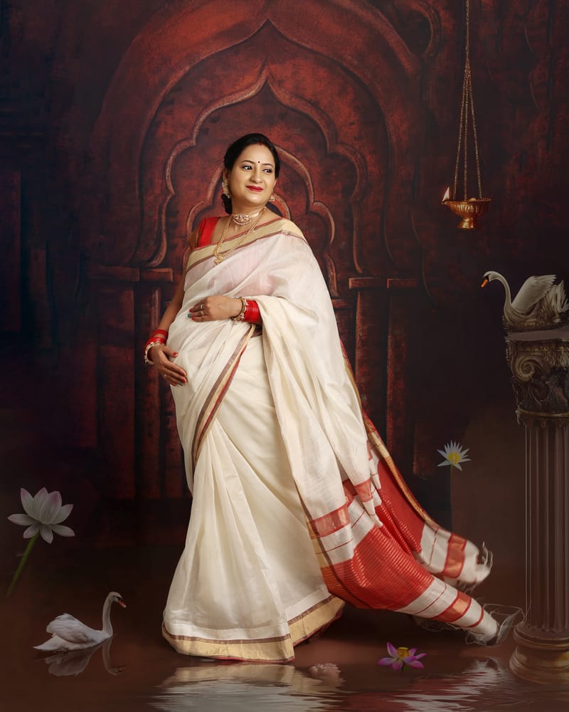 Studio maternity session with soft lighting