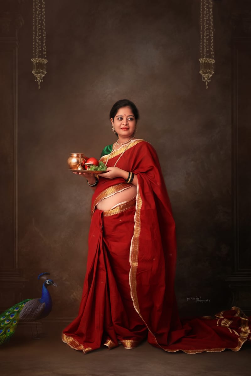 Maternity portrait with warm tones and soft focus