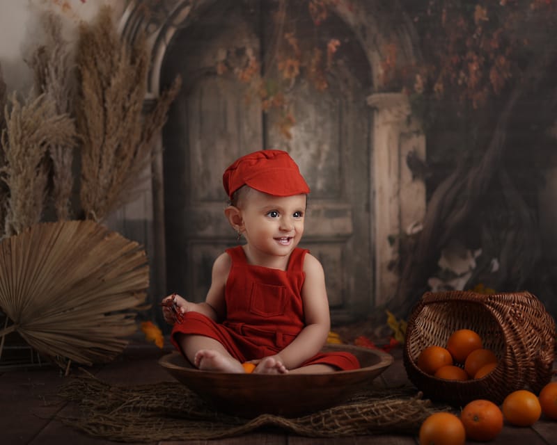 Toddler in an adorable outfit during studio session